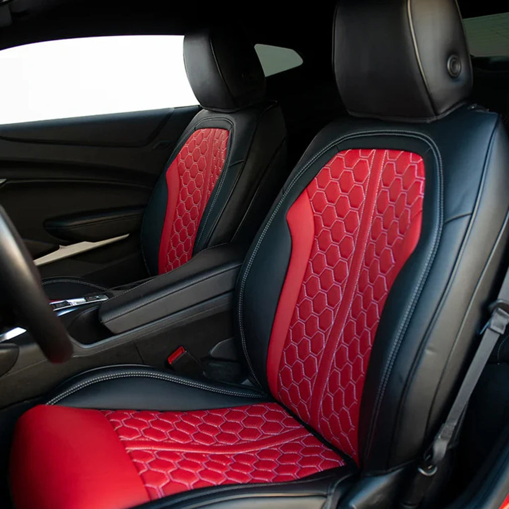 Custom Seat Cover for 2010-2015 Chevrolet Camaro Full Nappa and Genuine Leather - DZX Cover
