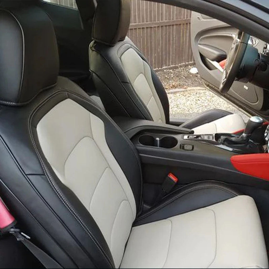 Custom Seat Cover for 2010-2015 Chevrolet Camaro Full Nappa and Genuine Leather - DZX Cover