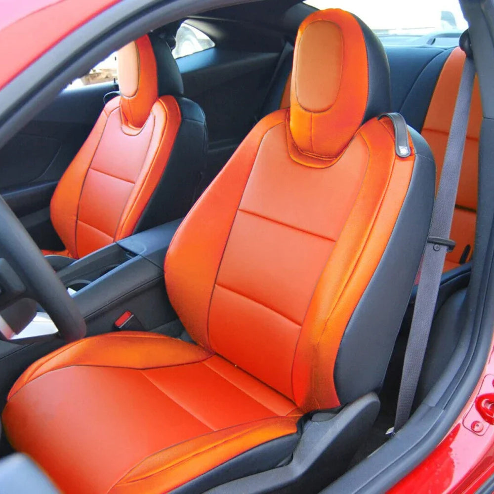 Custom Seat Cover for 2010-2015 Chevrolet Camaro Full Nappa and Genuine Leather - DZX Cover