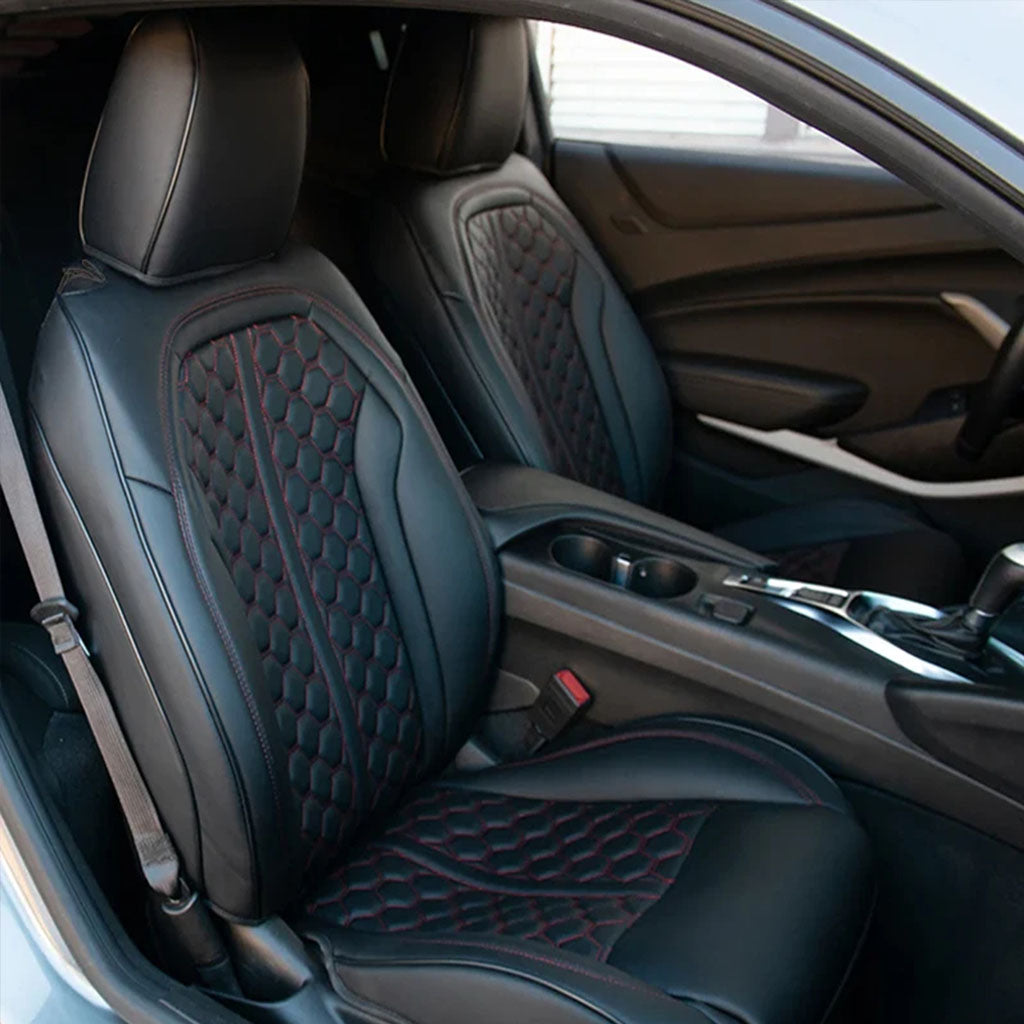 Custom Seat Cover for 2010-2015 Chevrolet Camaro Full Nappa and Genuine Leather - DZX Cover