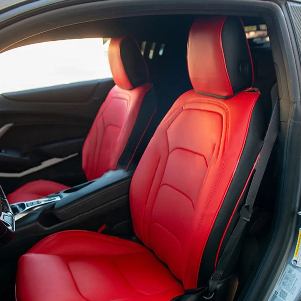Custom Seat Cover for 2010-2015 Chevrolet Camaro Full Nappa and Genuine Leather - DZX Cover
