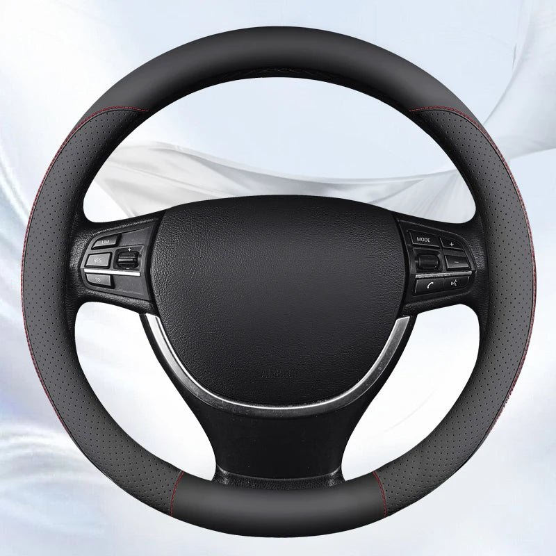 Car Anti-Slip Leather Steering Wheel Cover Protective Cover Fashion Style 38cm Type O D - DZX Cover