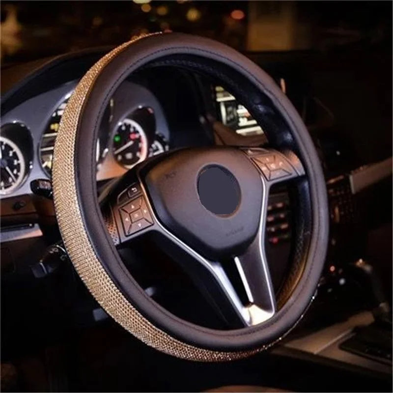 Car Bling Diamond AntiSlip Suede Steering wheel Cover 38CM - DZX Cover