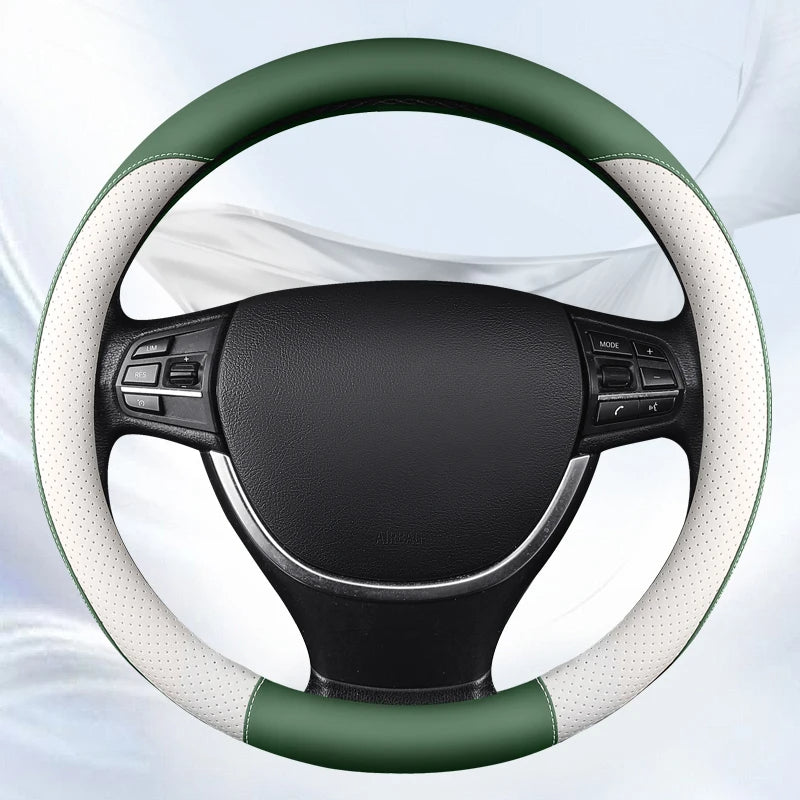 Car Anti-Slip Leather Steering Wheel Cover Protective Cover Fashion Style 38cm Type O D - DZX Cover