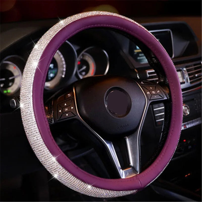Car Bling Diamond AntiSlip Suede Steering wheel Cover 38CM - DZX Cover
