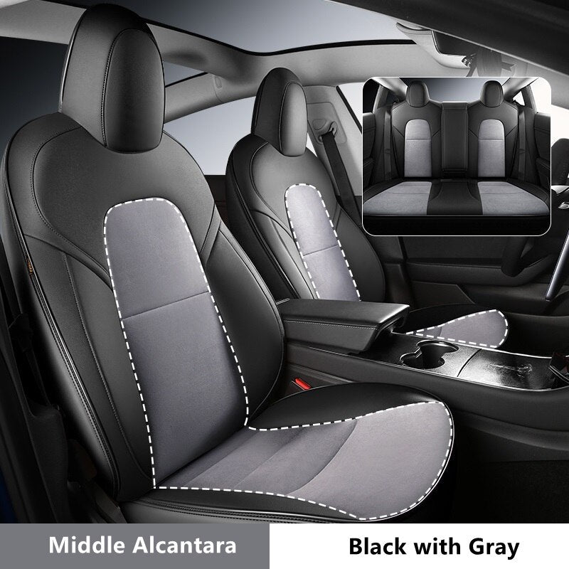 Custom Alcantara Leather Seat Cover For Tesla Model X Full Covered - DZX Cover