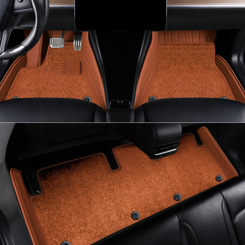 Double Layers ECO Leather Material Custom Fit Car Accessories Floor Mat For Tesla Model 3 Tesla Model Y - DZX Cover