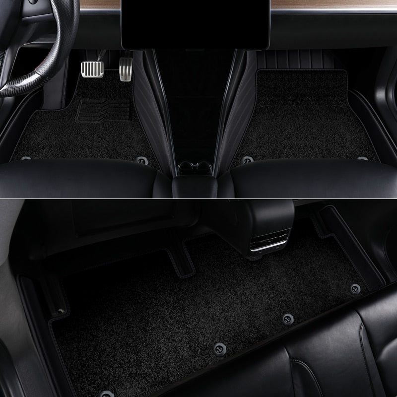 Double Layers ECO Leather Material Custom Fit Car Accessories Floor Mat For Tesla Model 3 Tesla Model Y - DZX Cover
