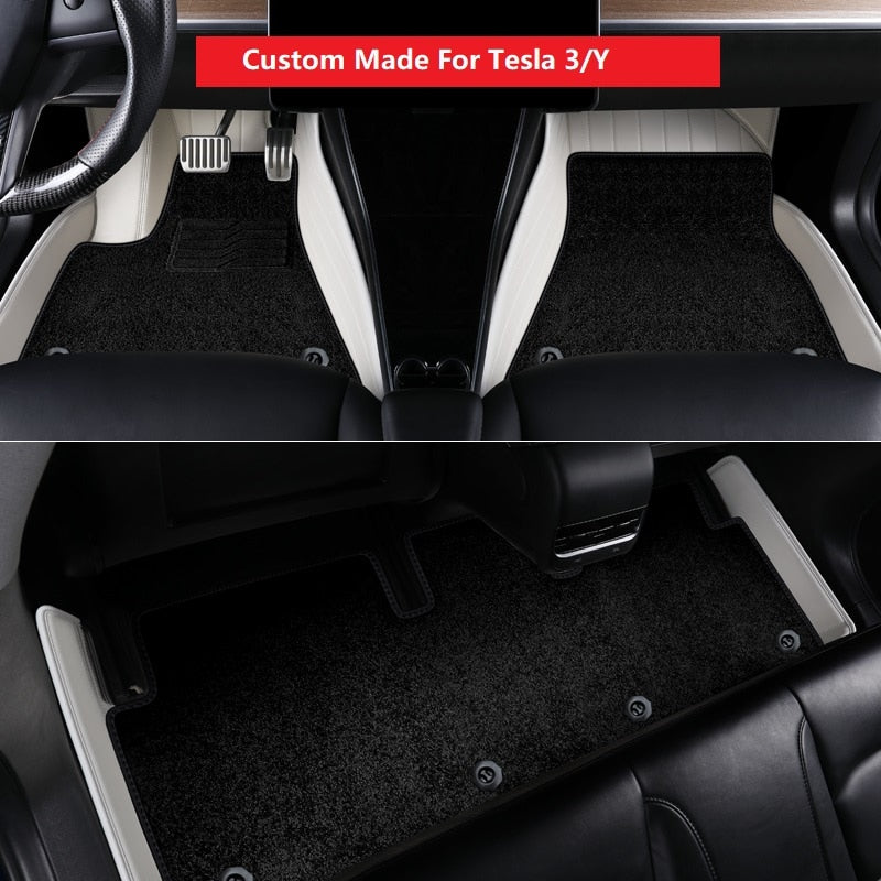 Double Layers ECO Leather Material Custom Fit Car Accessories Floor Mat For Tesla Model 3 Tesla Model Y - DZX Cover