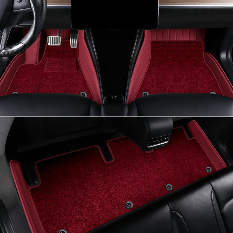 Double Layers ECO Leather Material Custom Fit Car Accessories Floor Mat For Tesla Model 3 Tesla Model Y - DZX Cover