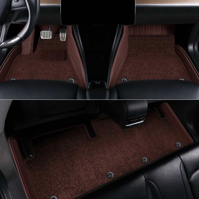 Double Layers ECO Leather Material Custom Fit Car Accessories Floor Mat For Tesla Model 3 Tesla Model Y - DZX Cover