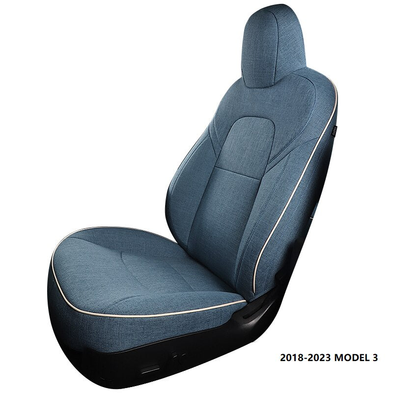 Flax Fiber Material Seat Covers for Tesla Model 3 Model Y Half Surround Covered - DZX Cover
