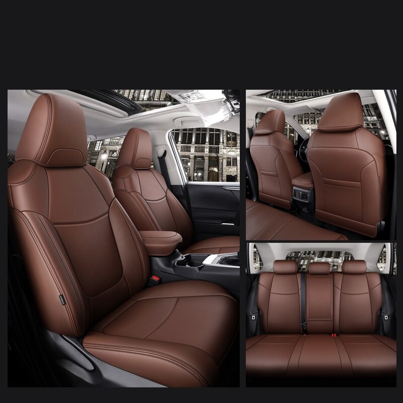 Custom Fit Seat Covers Full Set Middle Perforated Genuine Leather For Toyota RAV4 Corolla CHR Venza - DZX Cover