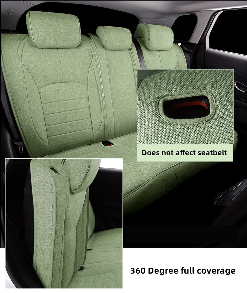 Custom Fit Seat Cover for 5 Seats Full Set ECO Flax Linen Full Covered for Range Rover - DZX Cover