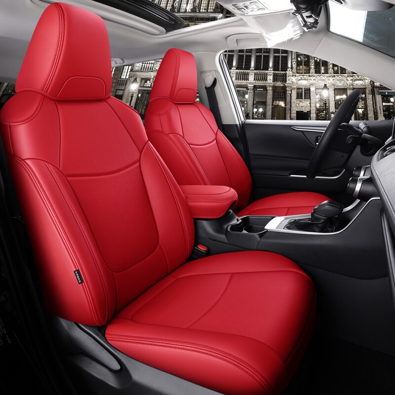 Custom Fit Seat Covers Full Set Middle Perforated Genuine Leather For Toyota RAV4 Corolla CHR Venza - DZX Cover