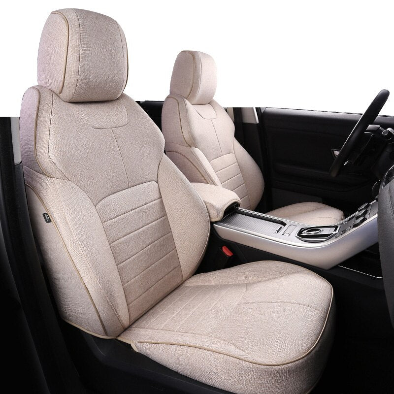 Custom Fit Seat Cover for 5 Seats Full Set ECO Flax Linen Full Covered for Range Rover - DZX Cover