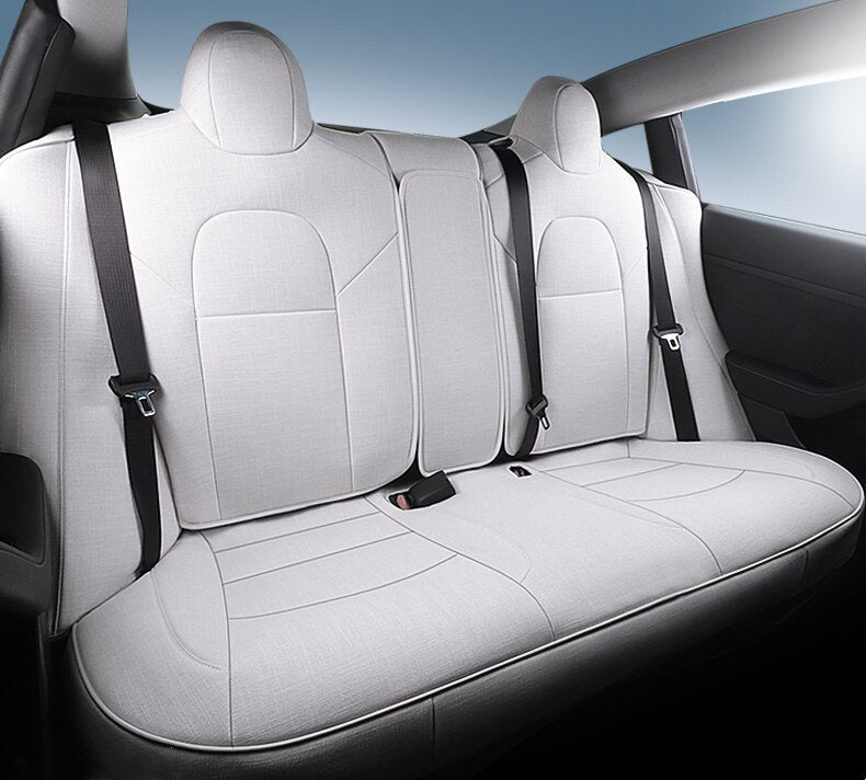 Flax Fiber Material Seat Covers for Tesla Model 3 Model Y Half Surround Covered - DZX Cover