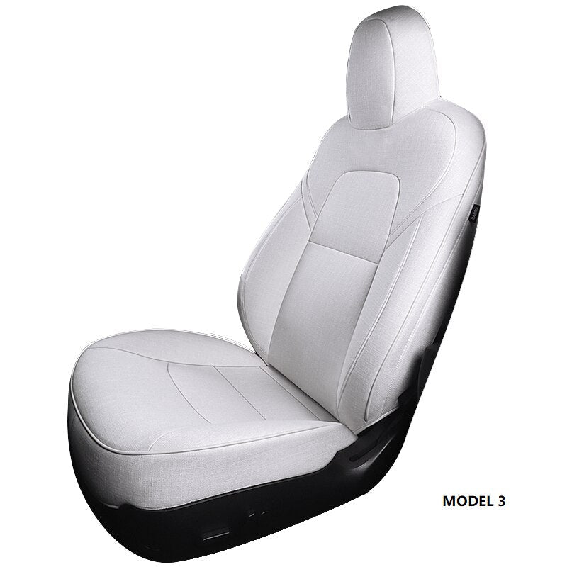 Flax Fiber Material Seat Covers for Tesla Model 3 Model Y Half Surround Covered - DZX Cover