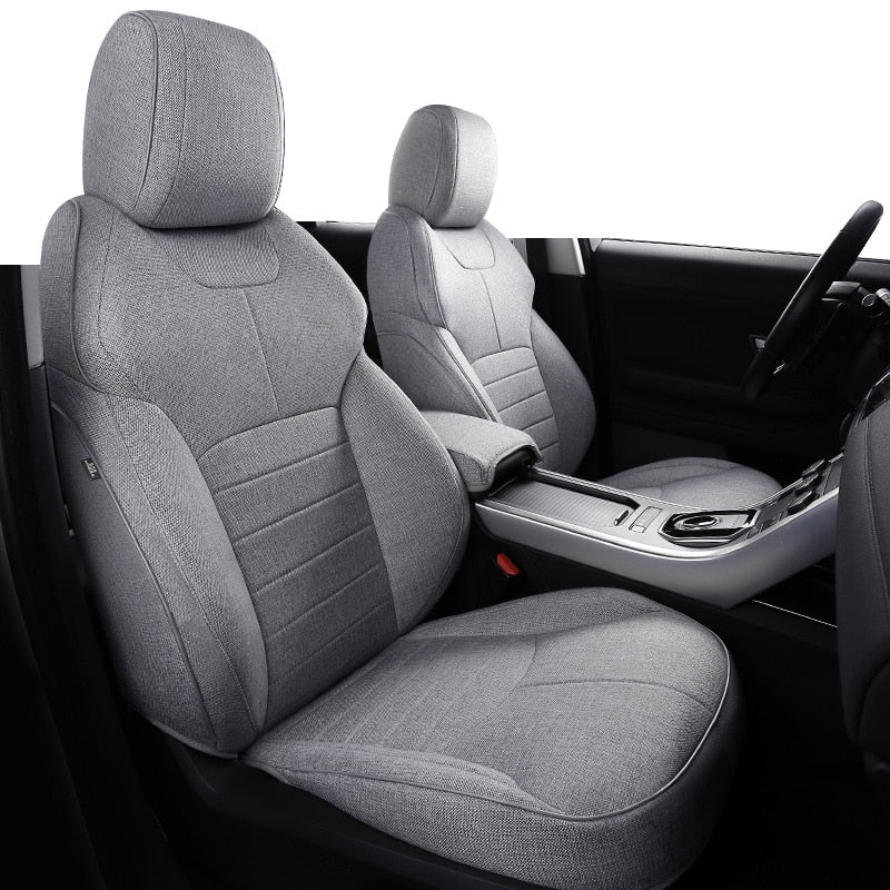 Custom Fit Seat Cover for 5 Seats Full Set ECO Flax Linen Full Covered for Range Rover - DZX Cover