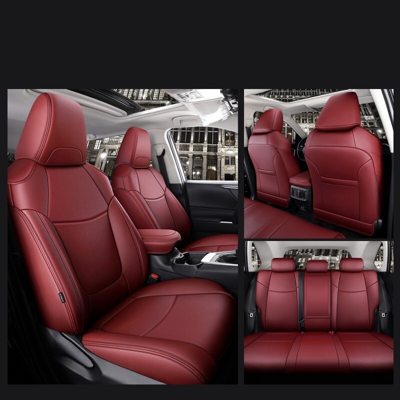 Custom Fit Seat Covers Full Set Middle Perforated Genuine Leather For Toyota RAV4 Corolla CHR Venza - DZX Cover