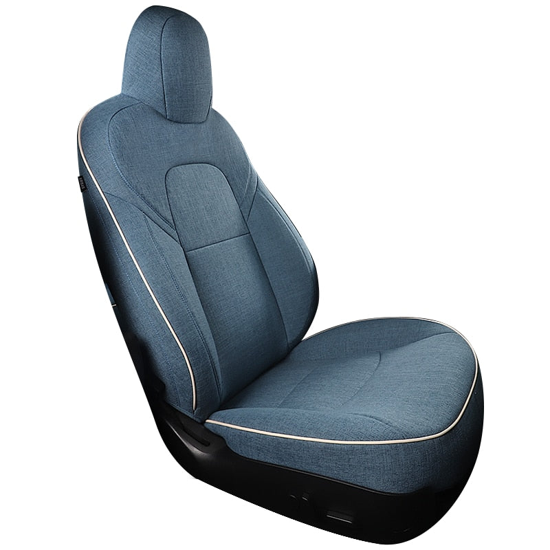 Flax Fiber Material Seat Covers for Tesla Model 3 Model Y Half Surround Covered - DZX Cover