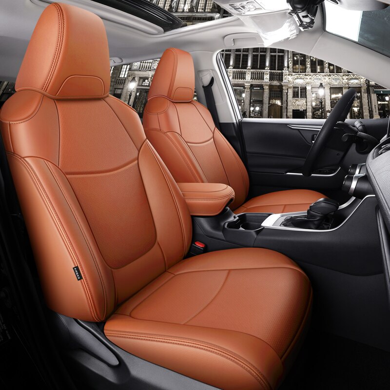 Custom Fit Seat Covers Full Set Middle Perforated Genuine Leather For Toyota RAV4 Corolla CHR Venza - DZX Cover