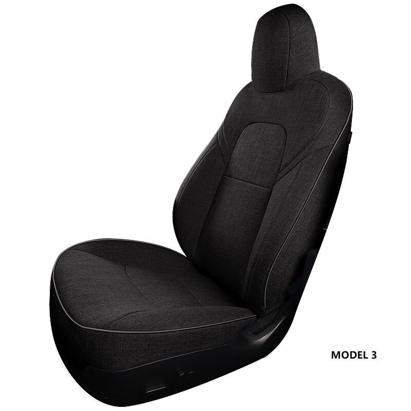 Flax Fiber Material Seat Covers for Tesla Model 3 Model Y Half Surround Covered - DZX Cover