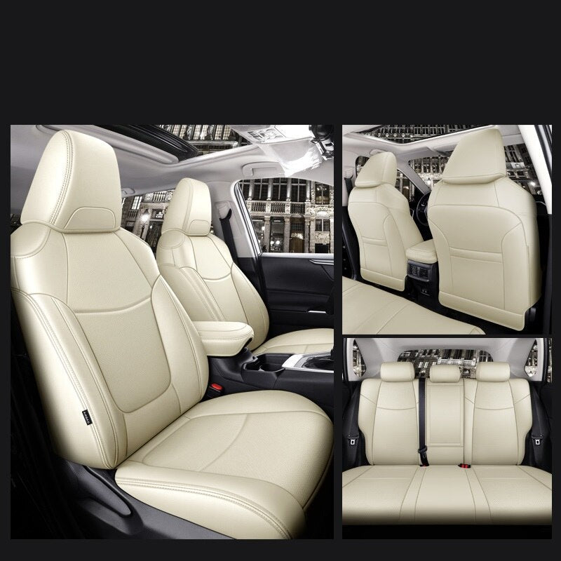 Custom Fit Seat Covers Full Set Middle Perforated Genuine Leather For Toyota RAV4 Corolla CHR Venza - DZX Cover