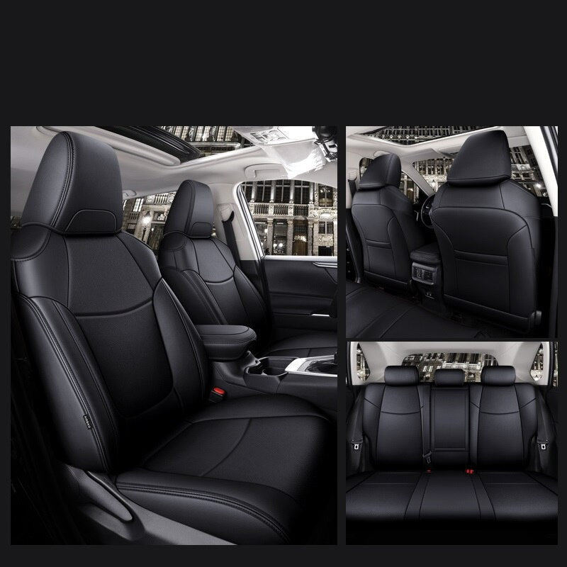 Custom Fit Seat Covers Full Set Middle Perforated Genuine Leather For Toyota RAV4 Corolla CHR Venza - DZX Cover