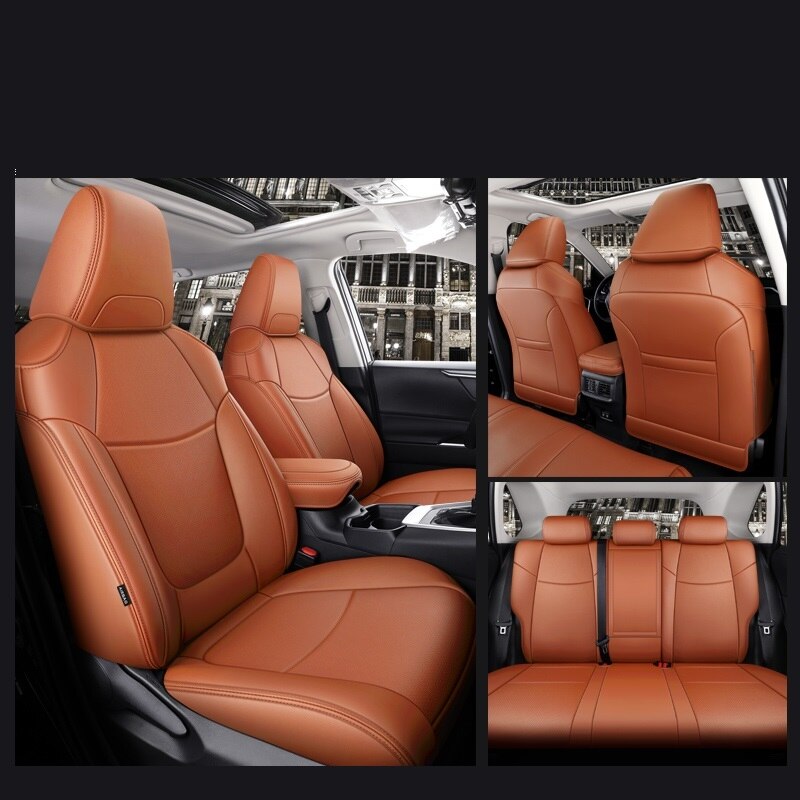 Custom Fit Seat Covers Full Set Middle Perforated Genuine Leather For Toyota RAV4 Corolla CHR Venza - DZX Cover