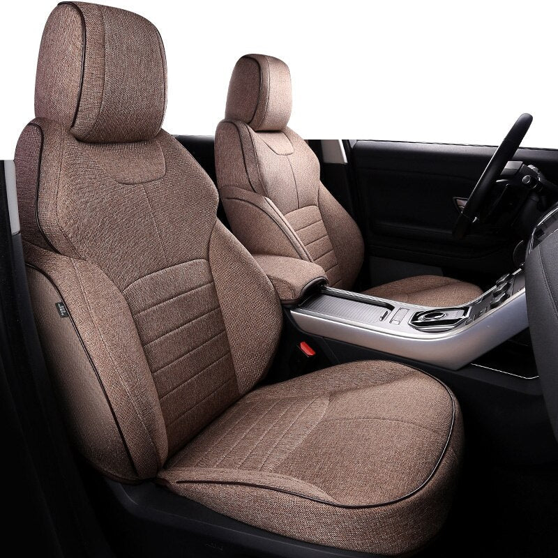Custom Fit Seat Cover for 5 Seats Full Set ECO Flax Linen Full Covered for Range Rover - DZX Cover