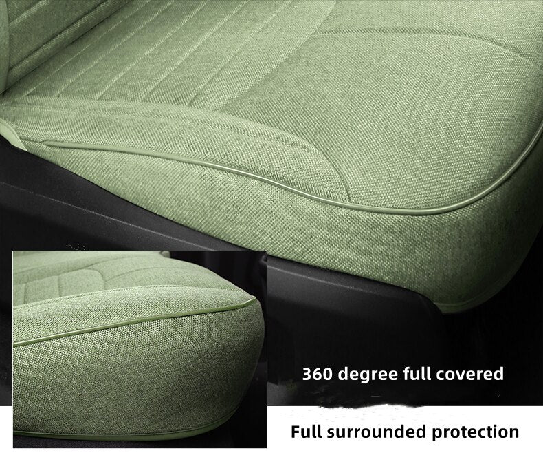 Custom Fit Seat Cover for 5 Seats Full Set ECO Flax Linen Full Covered for Range Rover - DZX Cover