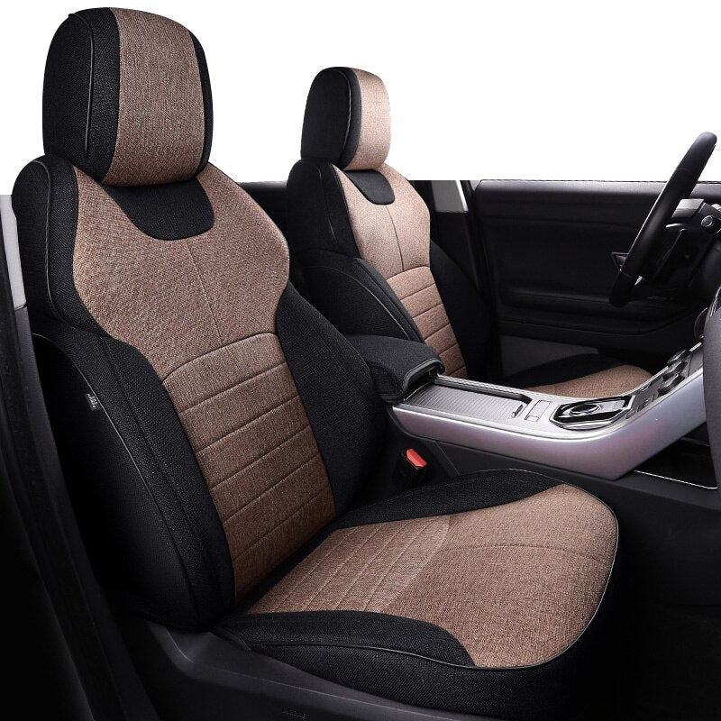 Custom Fit Seat Cover for 5 Seats Full Set ECO Flax Linen Full Covered for Range Rover - DZX Cover