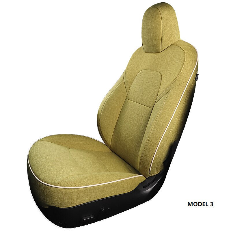 Flax Fiber Material Seat Covers for Tesla Model 3 Model Y Half Surround Covered - DZX Cover