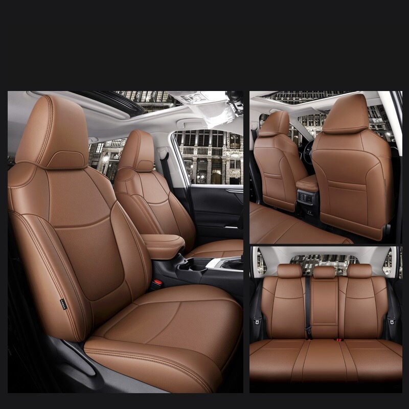 Custom Fit Seat Covers Full Set Middle Perforated Genuine Leather For Toyota RAV4 Corolla CHR Venza - DZX Cover