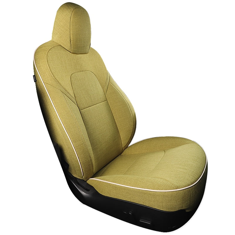 Flax Fiber Material Seat Covers for Tesla Model 3 Model Y Half Surround Covered - DZX Cover