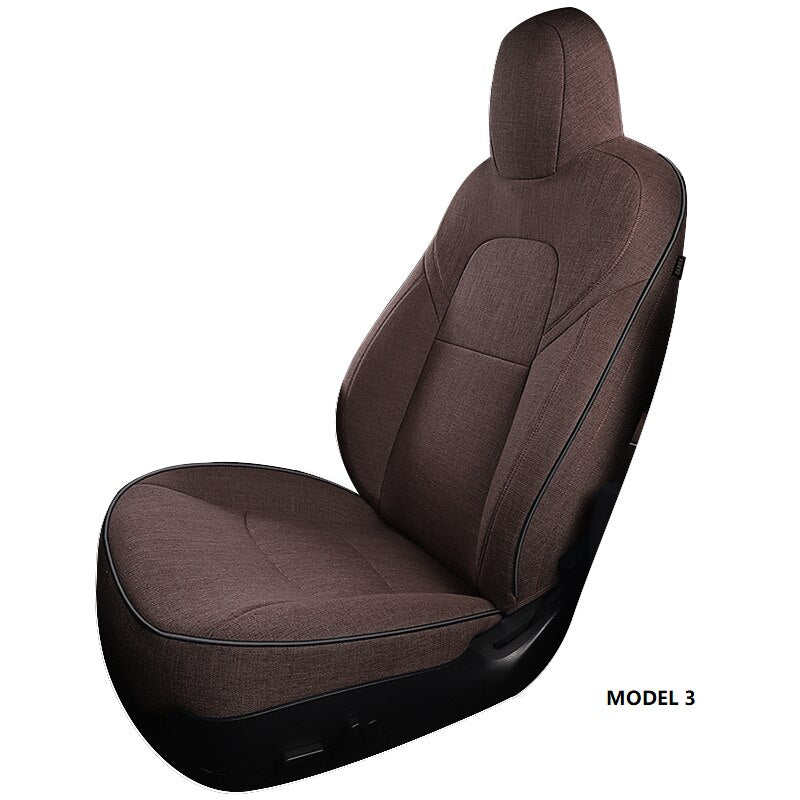 Flax Fiber Material Seat Covers for Tesla Model 3 Model Y Half Surround Covered - DZX Cover